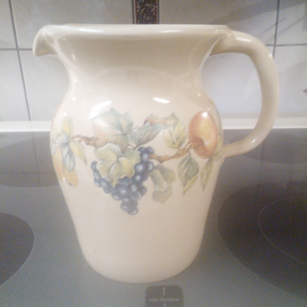 Marshall Cream Ceramic Pitcher with Fruit Motif
